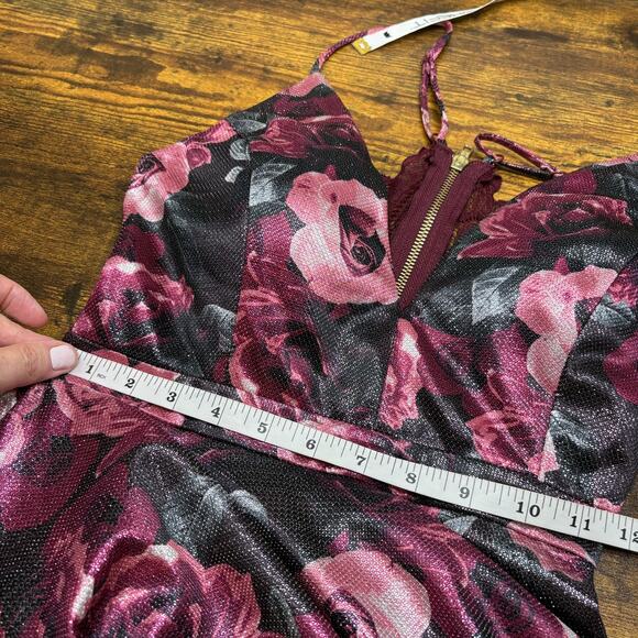 Emerald Sundae Size M Hoco Dress NEW Lace Floral Metallic Prom Formal Holiday - Picture 8 of 16